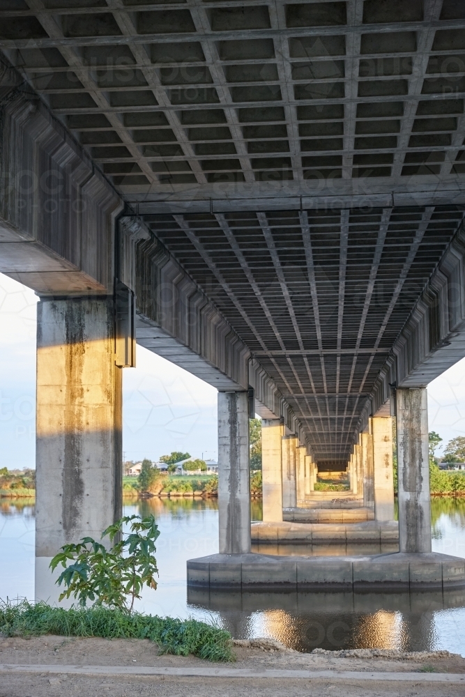 Bridge over river on dusk - Australian Stock Image