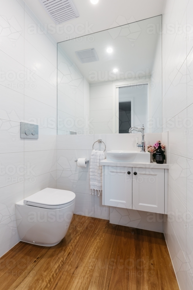 Bright white contemporary powder room - Australian Stock Image