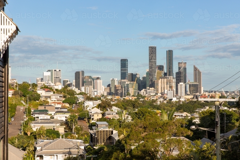 Brisbane city buildings and inner suburbs in the afternoon light - Australian Stock Image