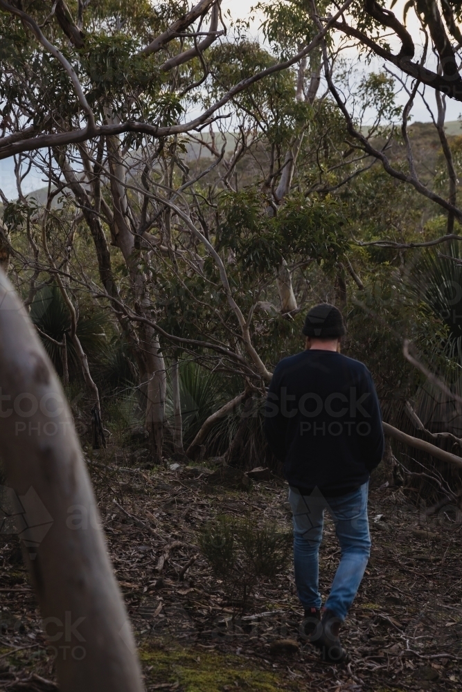 Bush walking through the scrub - Australian Stock Image