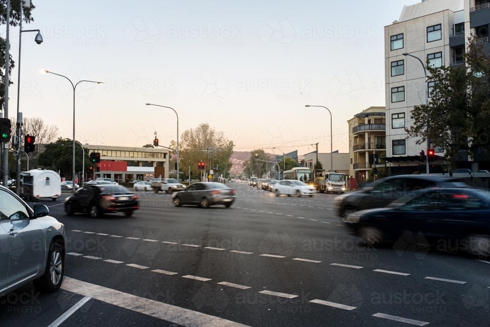 busy intersection at dusk - Australian Stock Image