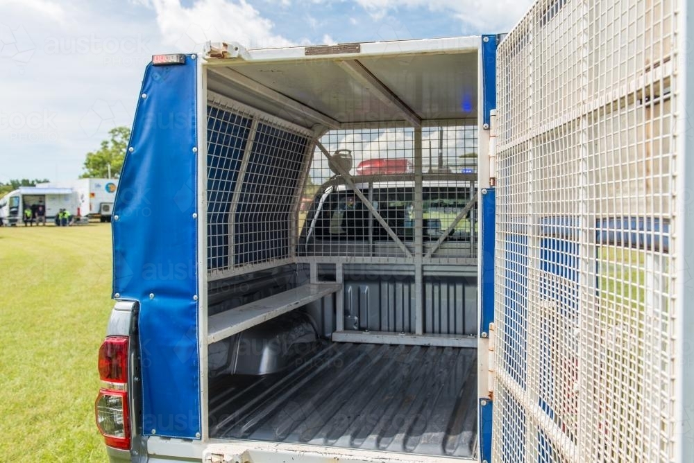 Cage of police van - Australian Stock Image