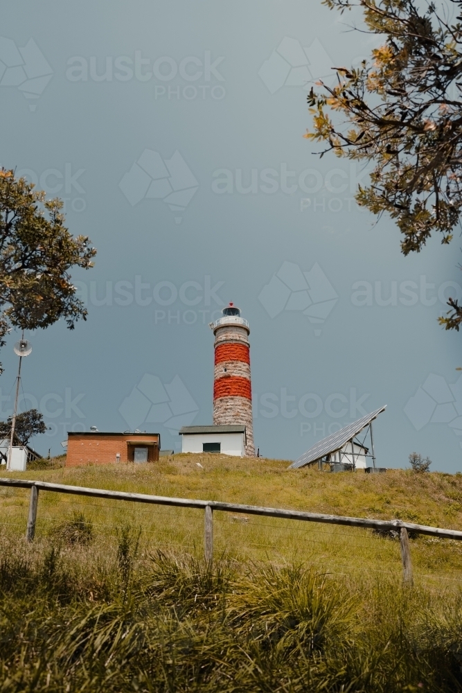 Cape Moreton Lighthouse at the North West corner of Moreton Island - Australian Stock Image