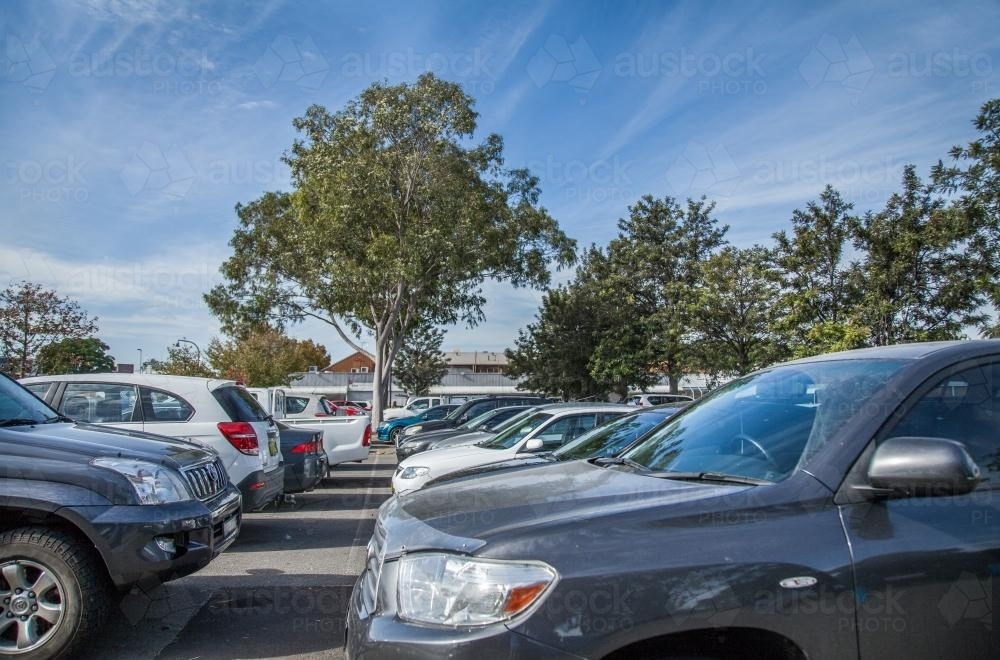 Cars parked in the supermarket carpark - Australian Stock Image