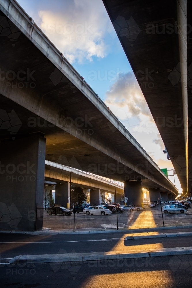 Cars under Melbourne Highway Overpass - Australian Stock Image