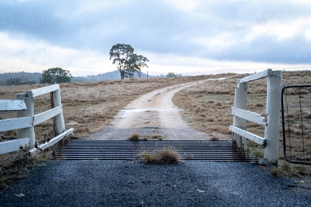 Cattle grid entrance to property - Australian Stock Image