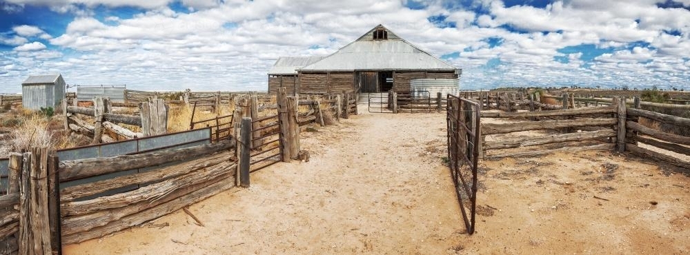 Cattle yards on an outback  station - Australian Stock Image