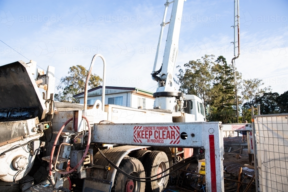 cement pump truck at work - Australian Stock Image