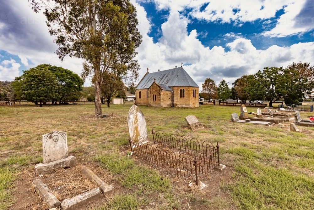 Cemetery on the grounds of St Columba of Iona Anglican Church in Cassilis, regional New South Wales - Australian Stock Image