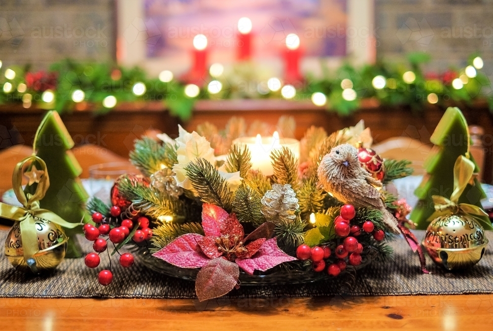 Christmas country style wreath table setting - Australian Stock Image