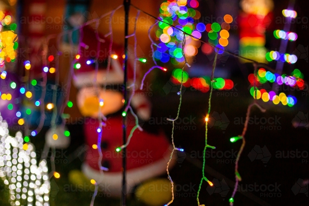 christmas light display in the front yard of a suburban home - Australian Stock Image