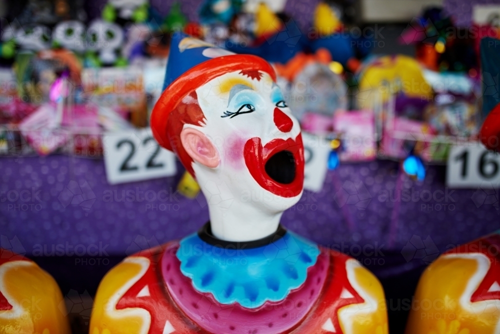 Circus clown carnival game and prizes - Australian Stock Image