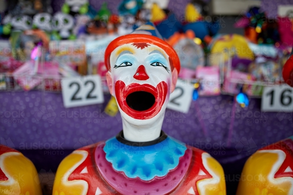 Circus clown carnival game and prizes - Australian Stock Image