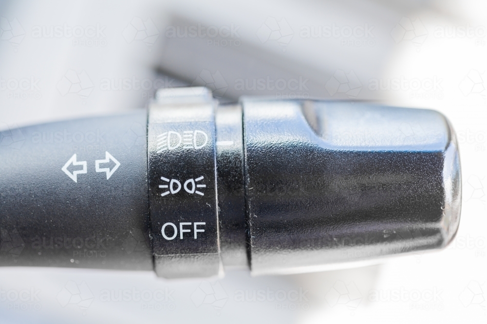 Close up detail of car blinker indicator control stick - Australian Stock Image