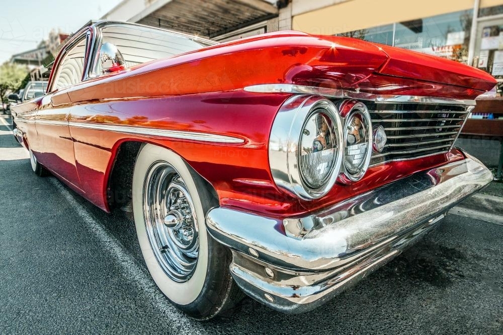 Close up of a bright red Pontiac - Australian Stock Image