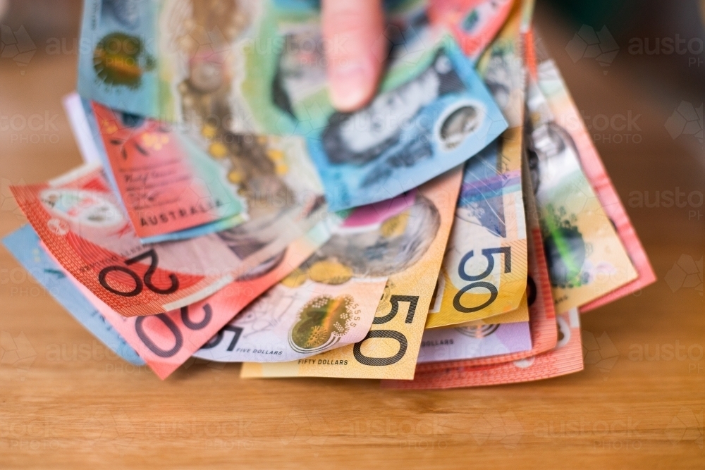 close up of different Australian bank notes - Australian Stock Image