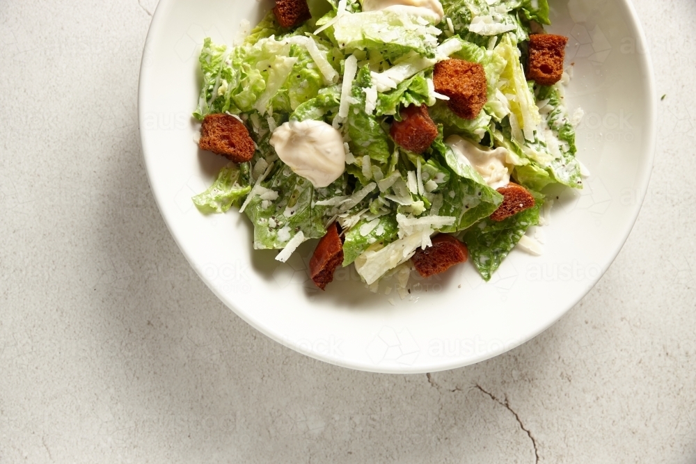 Close up of gourmet chicken ceasar salad - Australian Stock Image