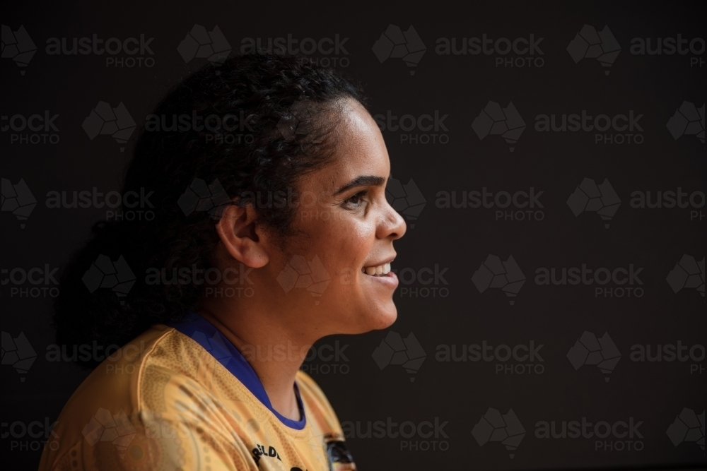 Close up portrait of Aboriginal woman - Australian Stock Image