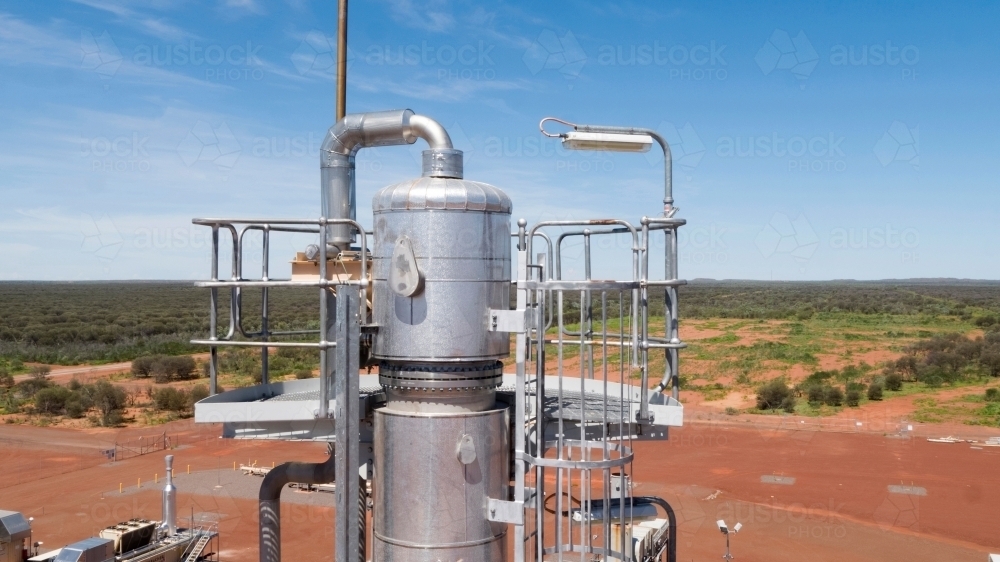 Close up shot of a cylindrical storage tank. - Australian Stock Image