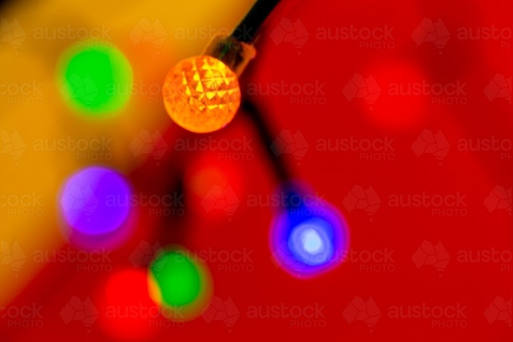 Close-up shot of coloured fairy lights - Australian Stock Image