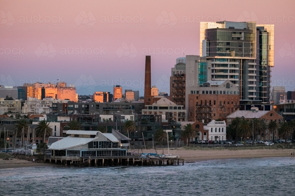 Coastal South Melbourne from Port Phillip Bay - Australian Stock Image