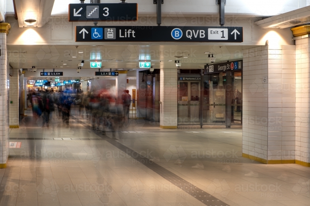 Concourse at Town Hall station with commuters - Australian Stock Image