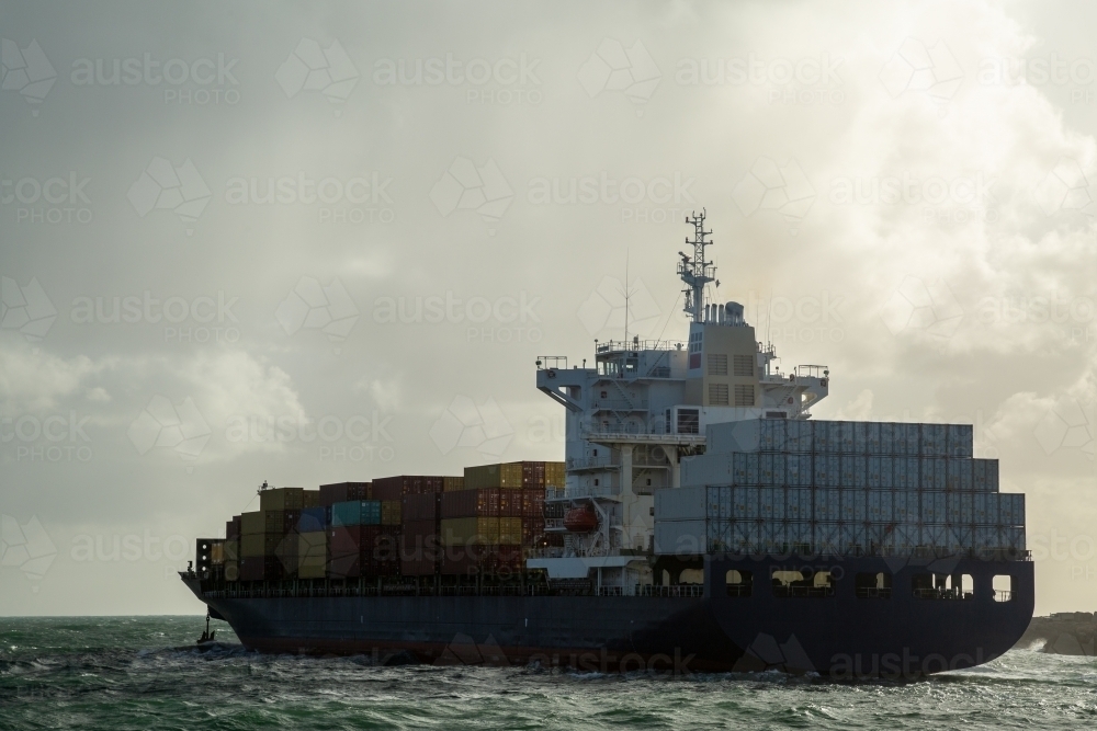 Container ship departing Port of Fremantle. - Australian Stock Image