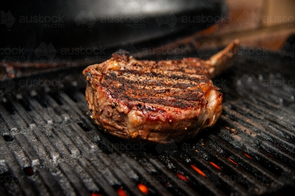 Cooked Steak on a BBQ - Australian Stock Image