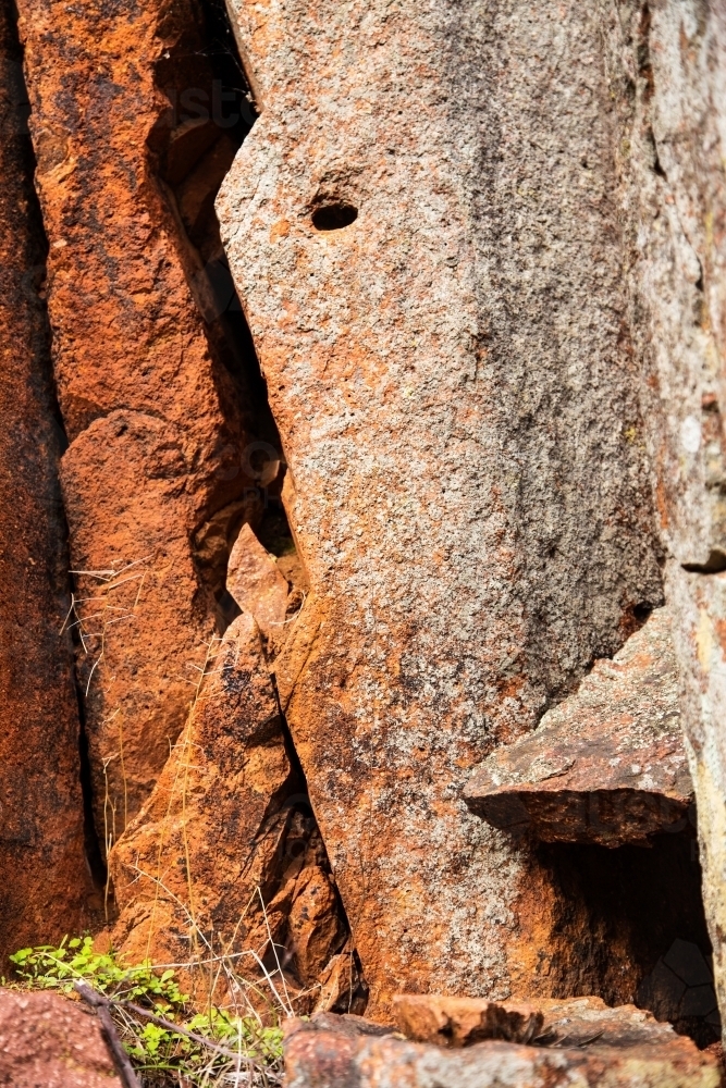 Cracked rock face - Australian Stock Image