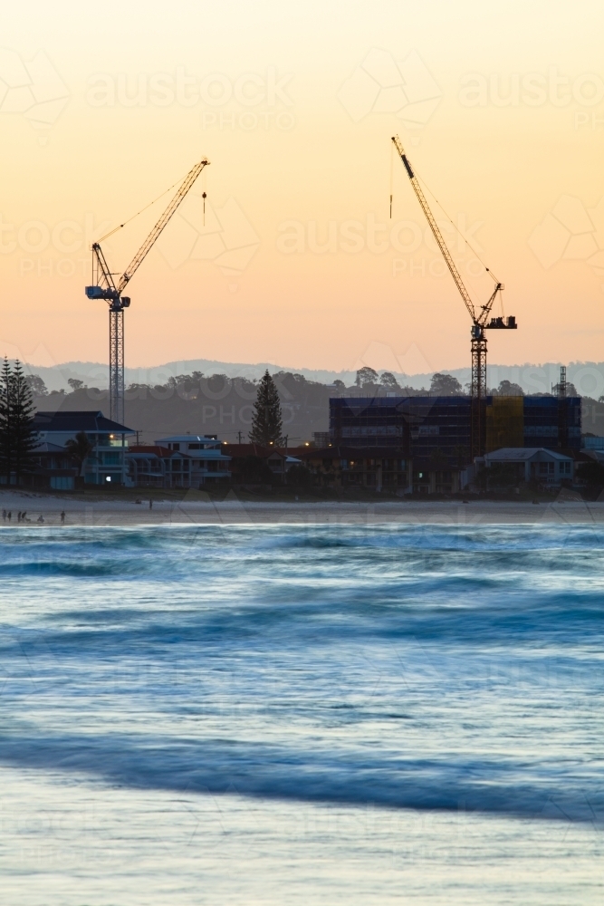 Cranes near the beach at the Gold Coast - Australian Stock Image