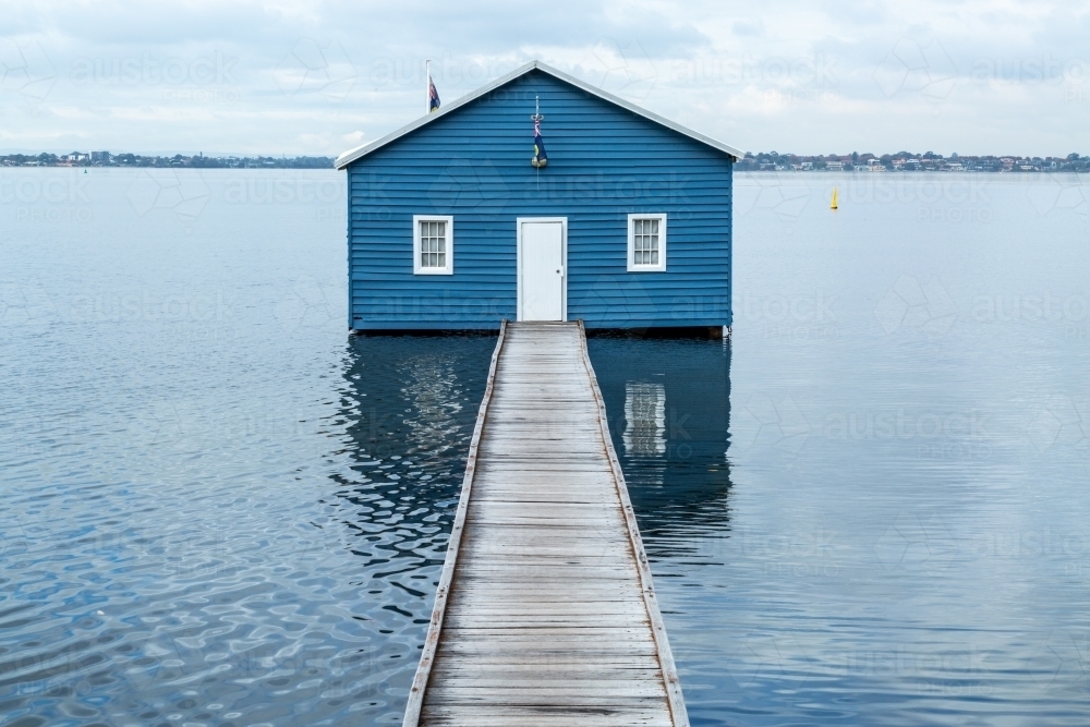 Crawley Edge blue boatshed, Perth, Western Australia, Australia - Australian Stock Image