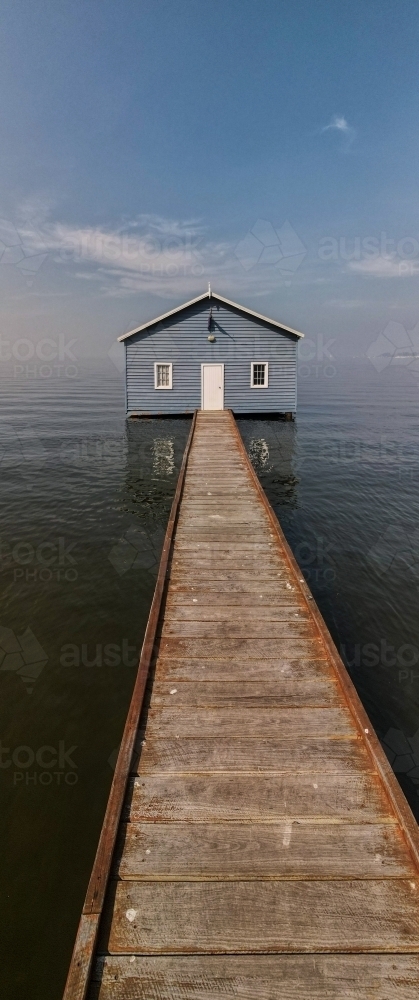 Crawley Edge Blue Boathouse - Australian Stock Image