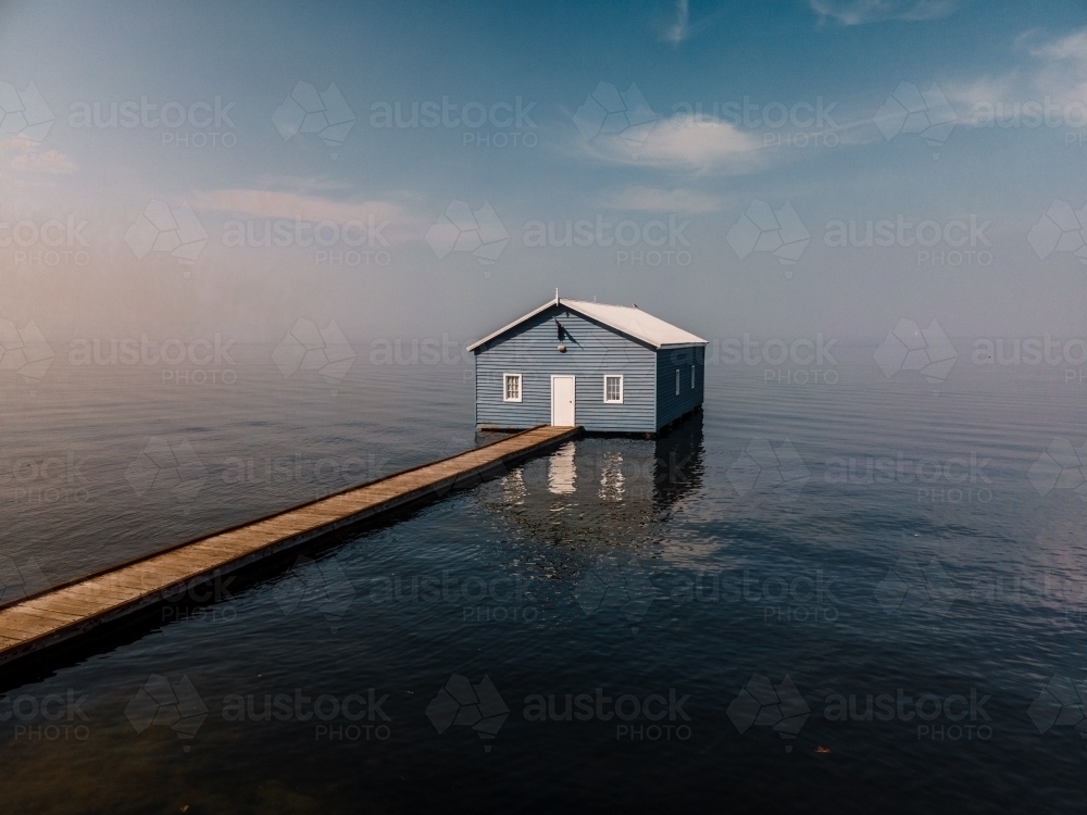 Crawley Edge Blue Boathouse - Australian Stock Image