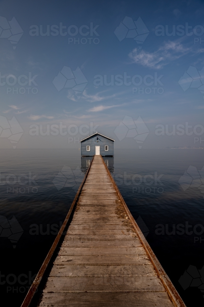 Crawley Edge Blue Boathouse - Australian Stock Image