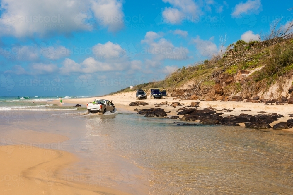 crossing Eli Creek as the tide turns - Australian Stock Image