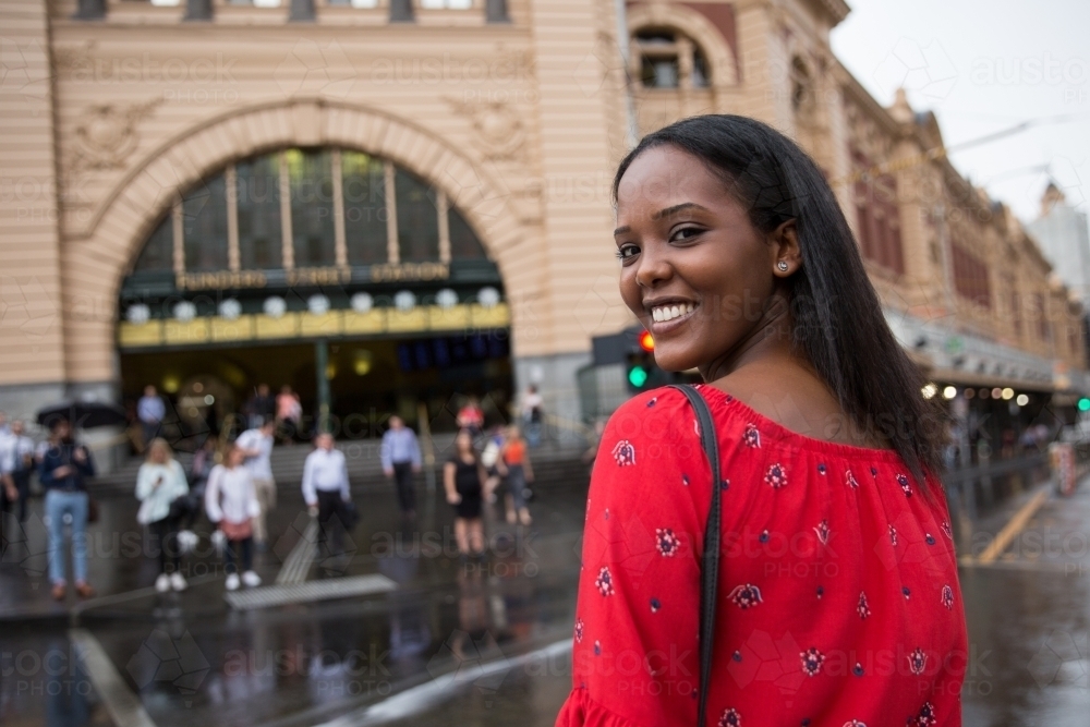 Crossing to Flinders Street Station - Australian Stock Image