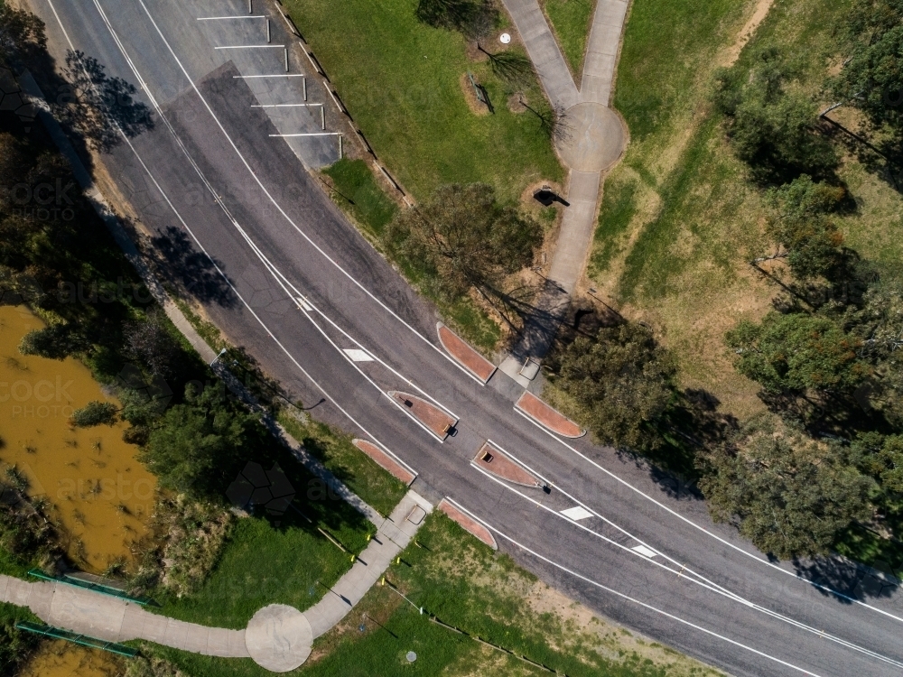 Cycleway and footpath crossing a road - Australian Stock Image