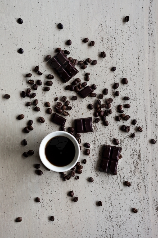 dark chocolate and coffee - Australian Stock Image