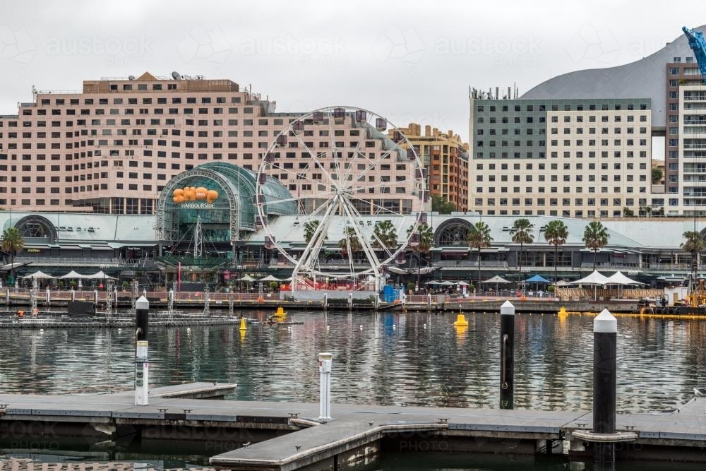 Darling Harbour, shopping centre and Hotels over water - Australian Stock Image