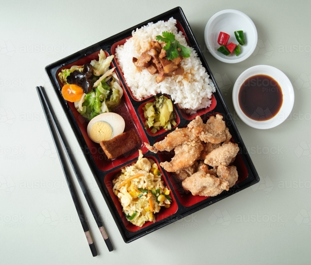 Deep fried dish bento - Australian Stock Image