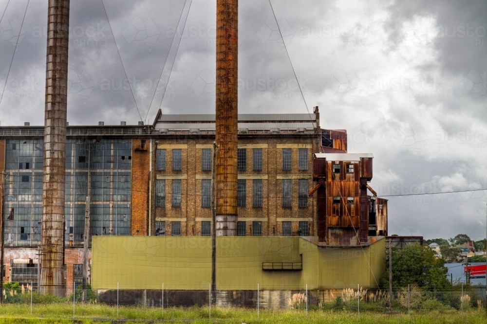 Derelict White Bay Power Station on a cloudy day - Australian Stock Image