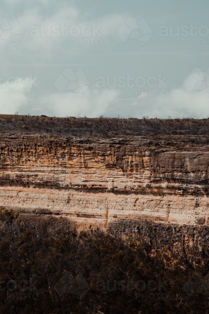 Detail of rocky cliff face view from Kanangra Walls Lookout - Australian Stock Image