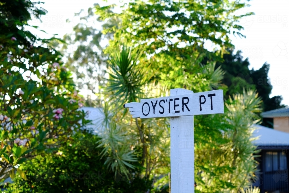 Direction sign to Oyster Point, Cleveland - Australian Stock Image