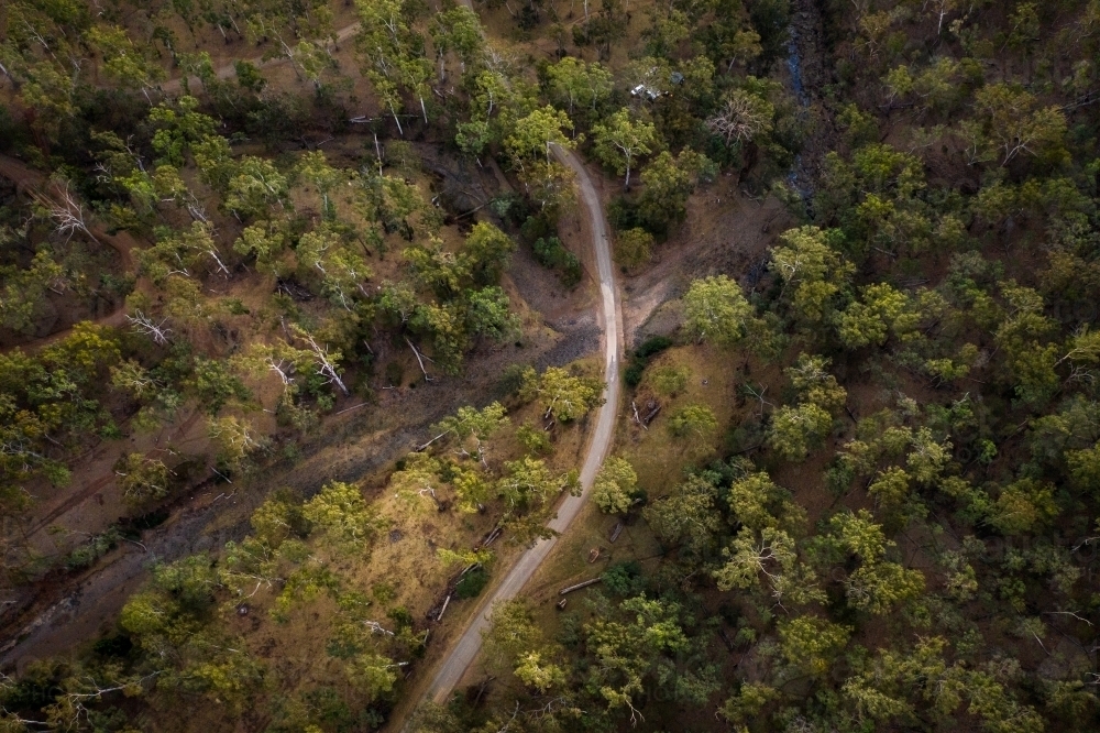 Dirt road through forest and over a creek - Australian Stock Image