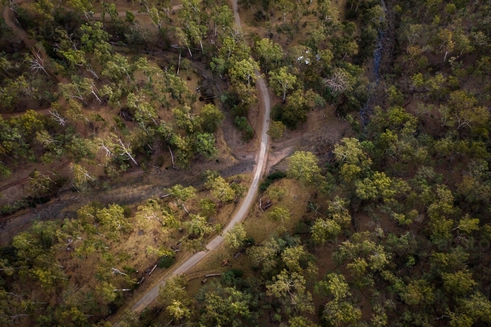 Dirt road through forest and over a creek - Australian Stock Image