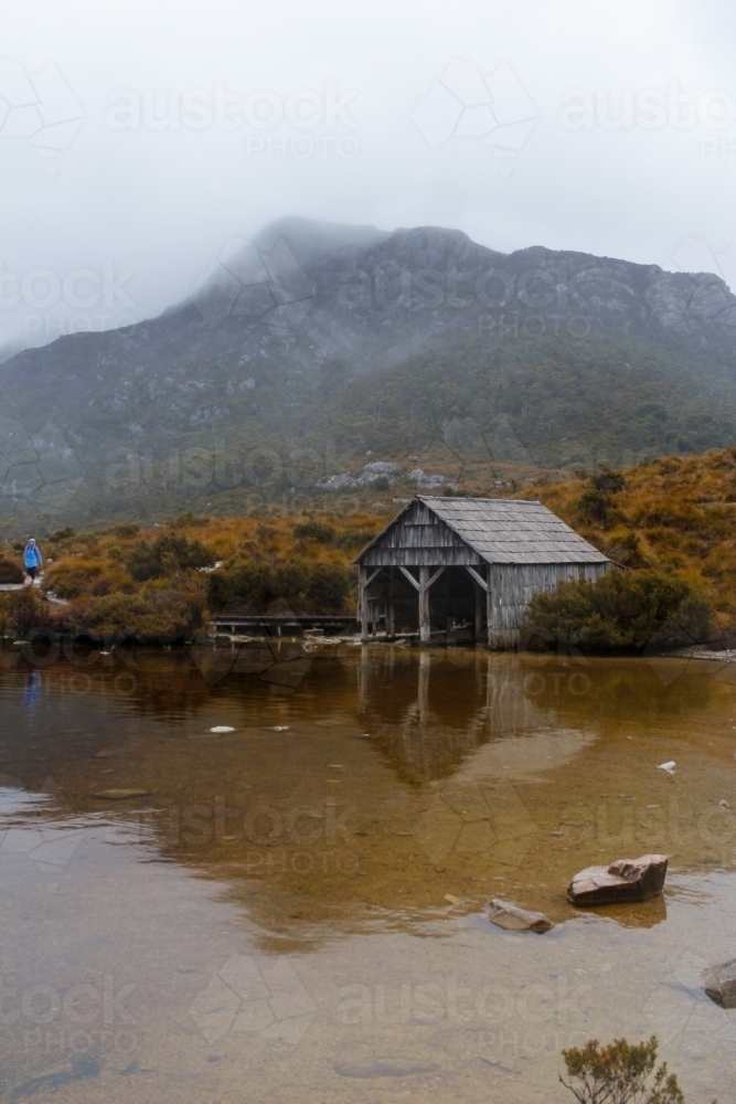 Dove Lake Boatshed at Cradle Mountain National Park - Australian Stock Image