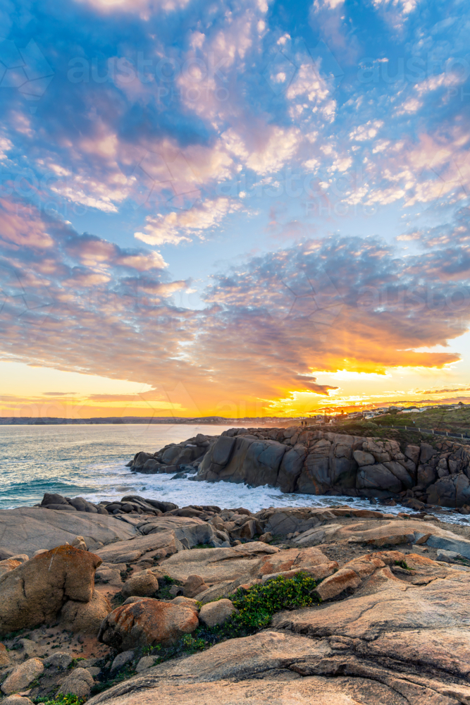 Dramatic sunset above the Encounter Bay - Australian Stock Image