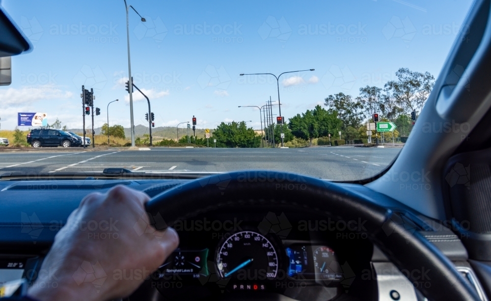 Driving a Car as seen from the Driver - Australian Stock Image