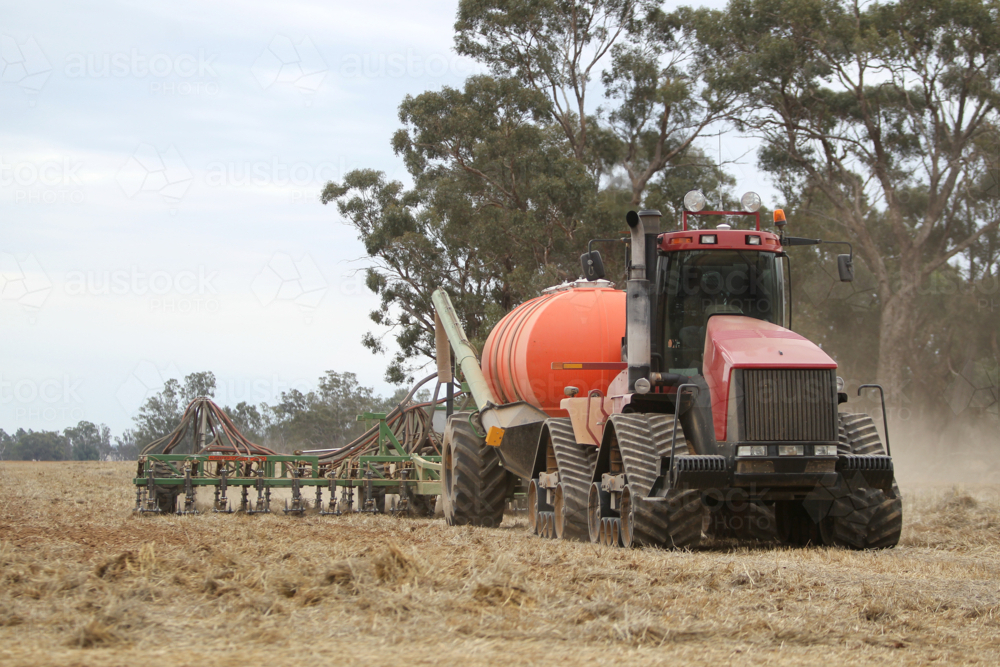 Dry sowing a paddock - Australian Stock Image