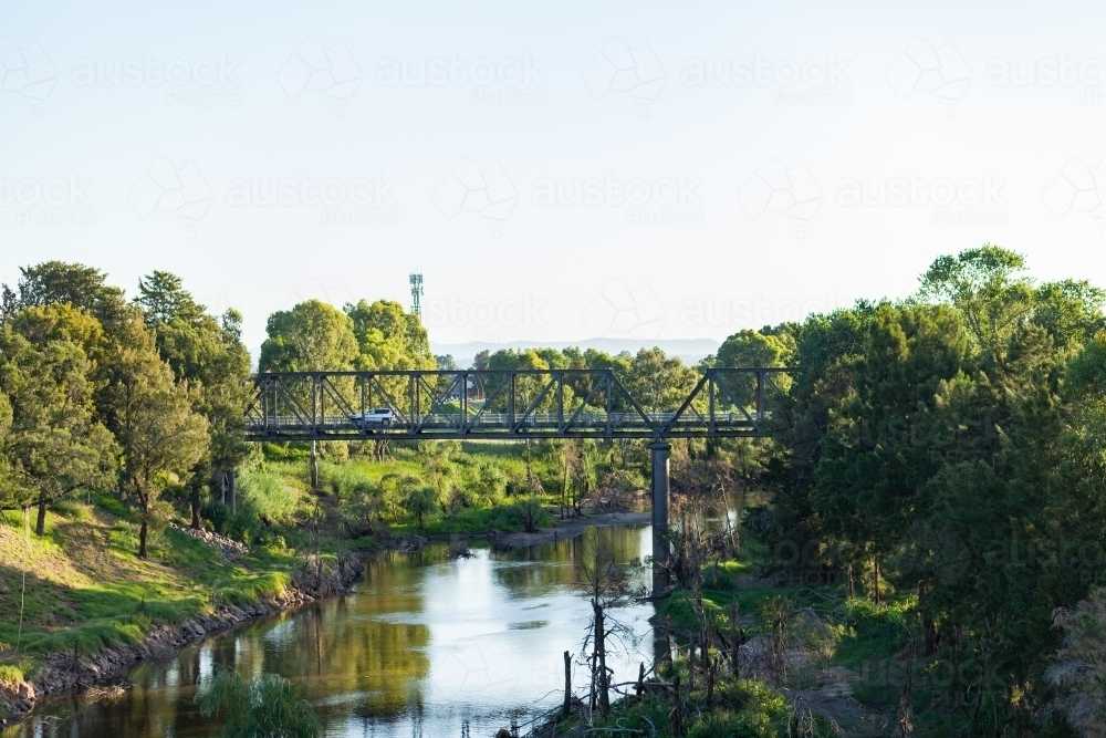 Dunolly ford bridge in singleton over the Hunter River - Australian Stock Image